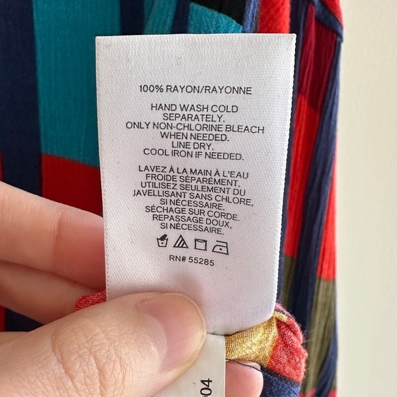 Express Colorblock Tie Waist Blouse, Red/Blue/Yellow/Orange, Size Medium - Picture 10 of 16